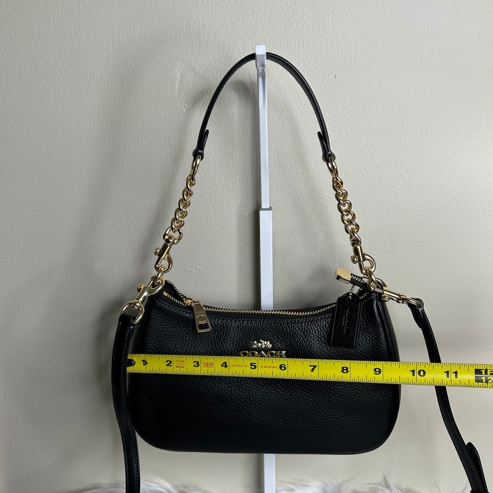 Coach Teri Black Pebbled Leather Shoulder Bag Excellent - Picture 10 of 12